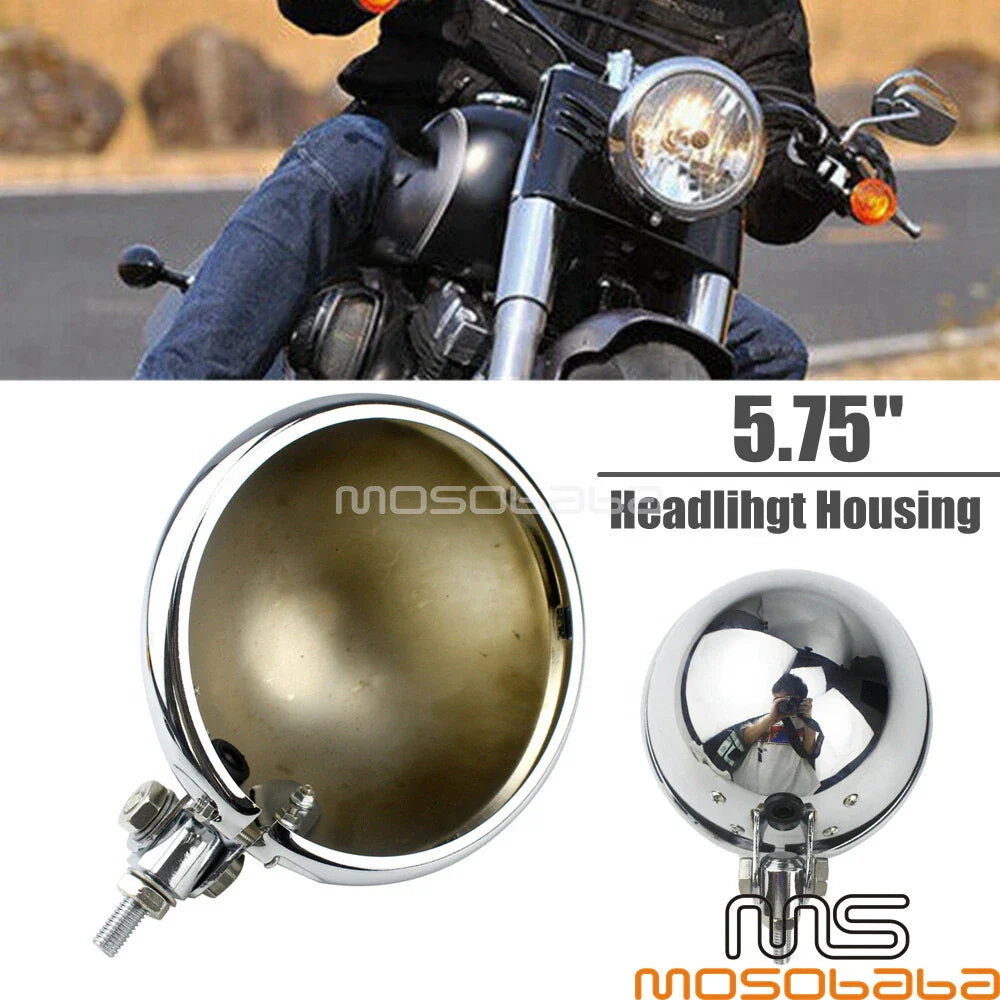 5.75" Chrome LED Headlight Housing for Harley Chopper Bobber
