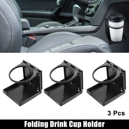 3pcs Black Folding Drink Cup Holder for Universal Car Boat Marine RV