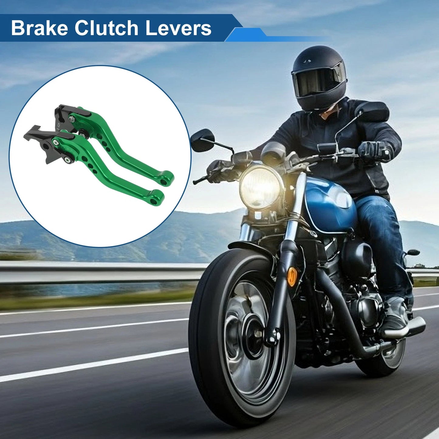 Adjustable Short Brake Clutch Levers for Kawasaki ZX10R (2004–2005) Green 1 Pair