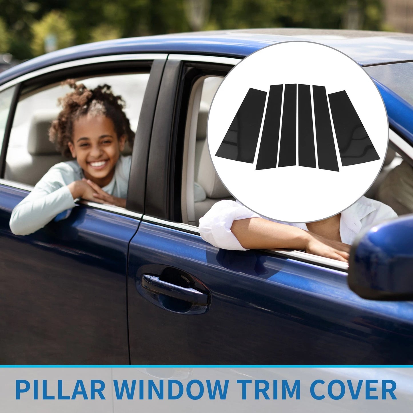 6 Pcs Door Pillar Window Trim for Toyota Highlander (2015–2021) Black