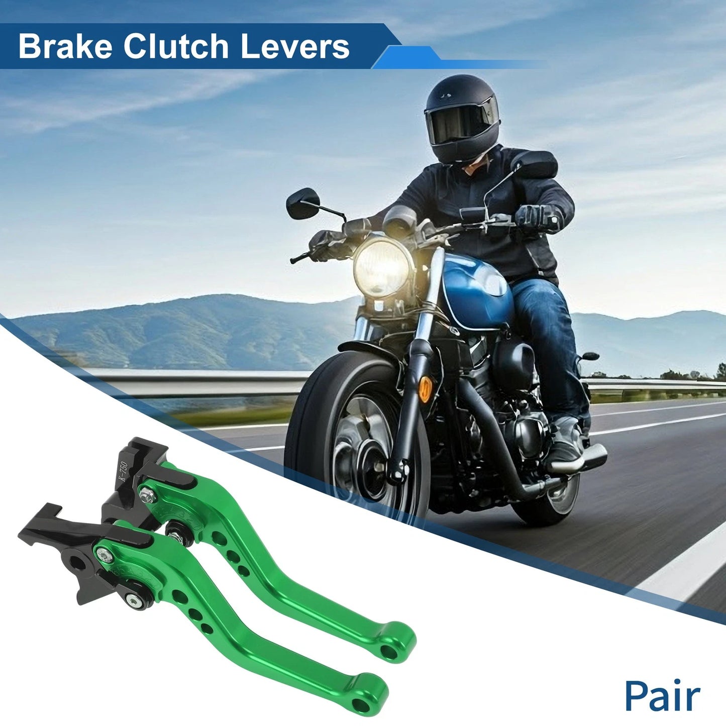 Adjustable Short Brake Clutch Levers for Kawasaki Z650 (2017–2023) Solid Green