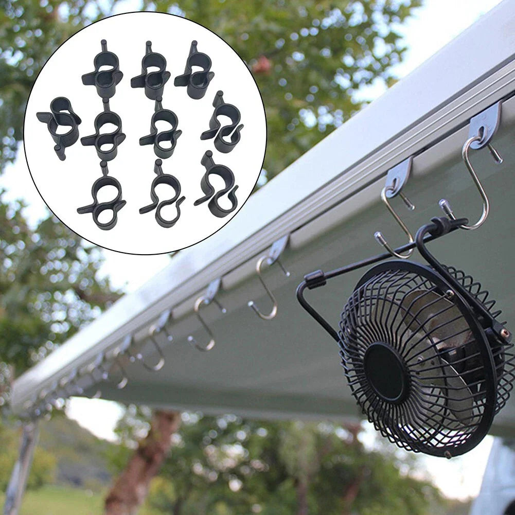 10 x Camping Awning Hooks Clips RV Tent Hangers Light Hanger for Caravan Camper