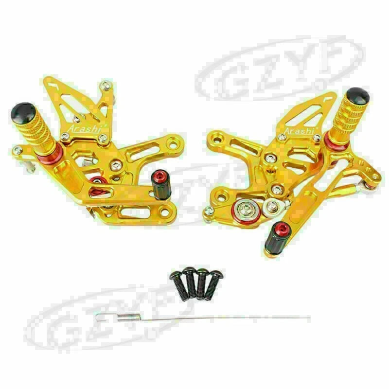 2X CNC Rearsets Footpegs for Kawasaki Ninja ZX10R (2016) - Black Gold Grey