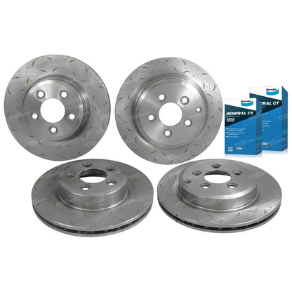 Front Rear Slotted Dimple Rotors with Brake Pads for Falcon BF FG (2005–2012)