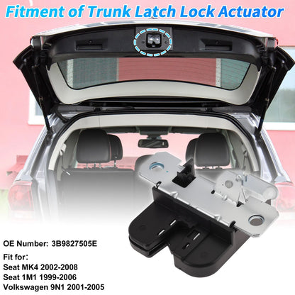 Rear Trunk Latch Lock Actuator for Seat MK4 (2002–2008) 3 Pins 3B9827505E