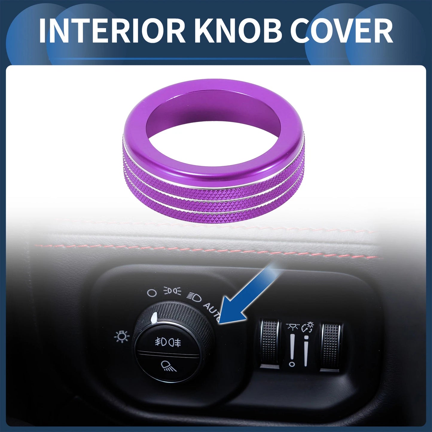 Headlight Fog Light Switch Knob Cover Ring for Dodge RAM (2018–2022) Purple