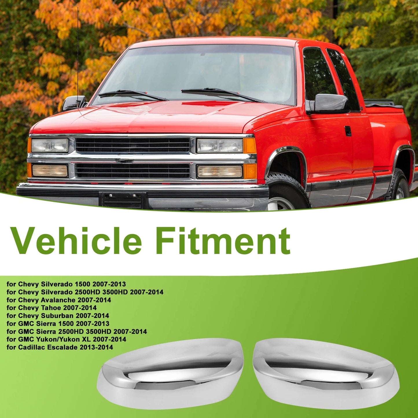 Mirror Cover Cap for Chevy Silverado 1500 (2007–2013) - Electroplated