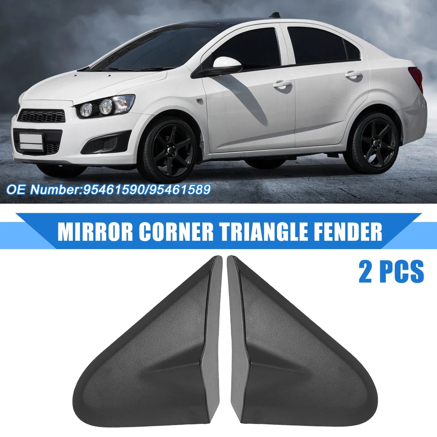 2 x Left Right Mirror Corner Triangle Fender Covers for Chevrolet Sonic (12-20)