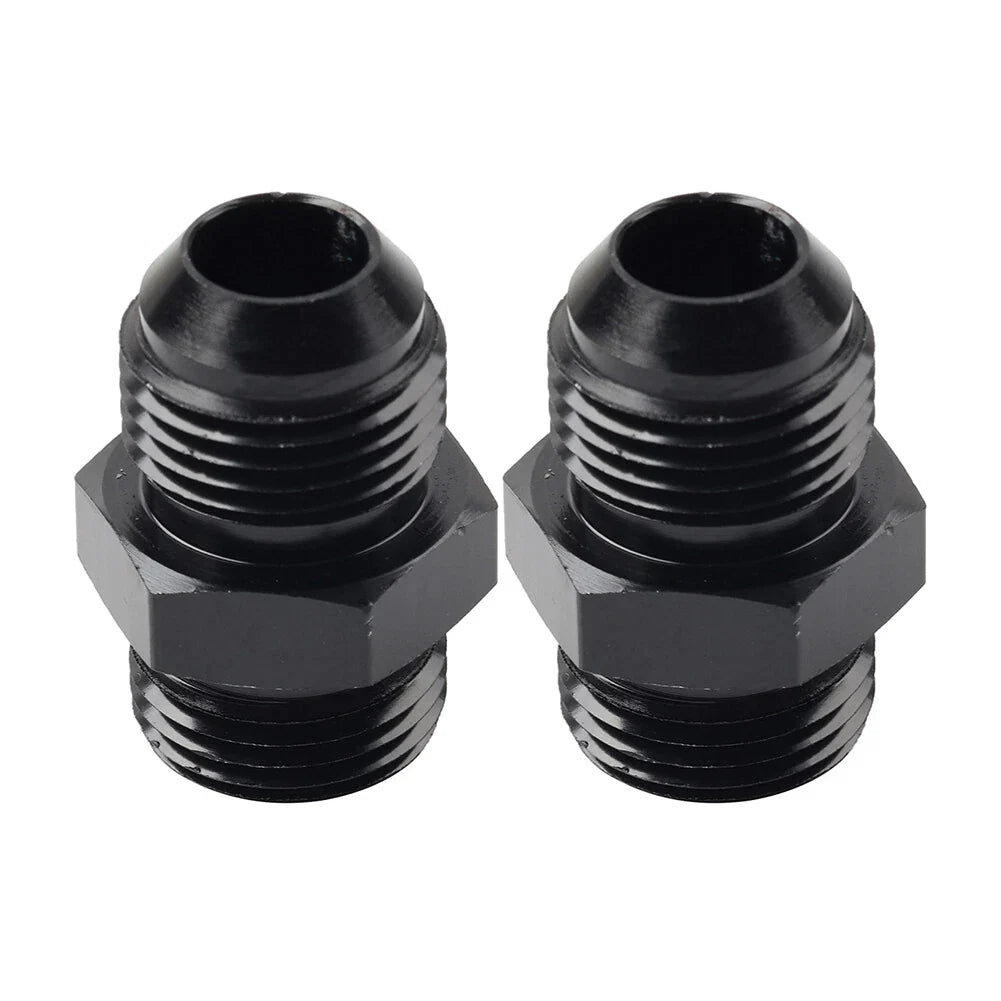 Black Aluminum AN8 Flare to 8AN ORB Male Fitting Adapter w/ O-Rings