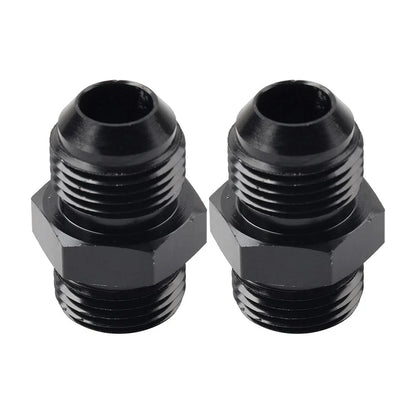 Black Aluminum AN8 Flare to 8AN ORB Male Fitting Adapter w/ O-Rings