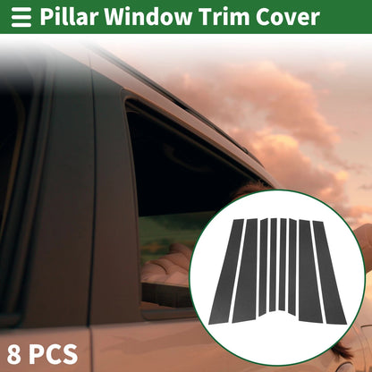 Set of 8 Door Pillar Window Trim for BMW X5 (2014–2018) Carbon Fiber Black