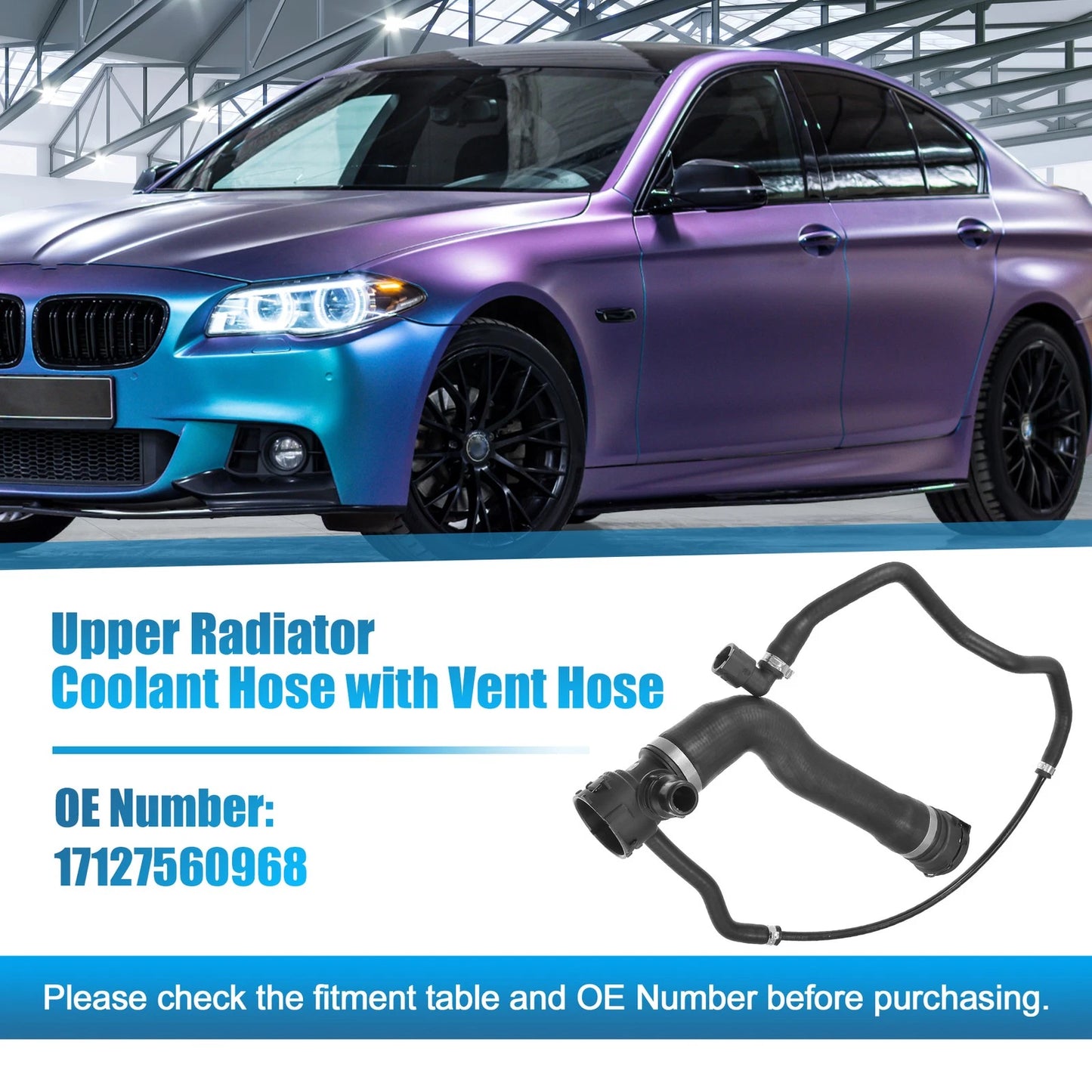Upper Radiator Coolant Hose with Vent Hose for BMW 528i (2008–2010) No. 17127560968