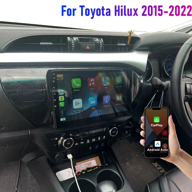 Wireless BT Radio for Toyota Hilux 2015-2022, 64GB Apple CarPlay, Android Auto