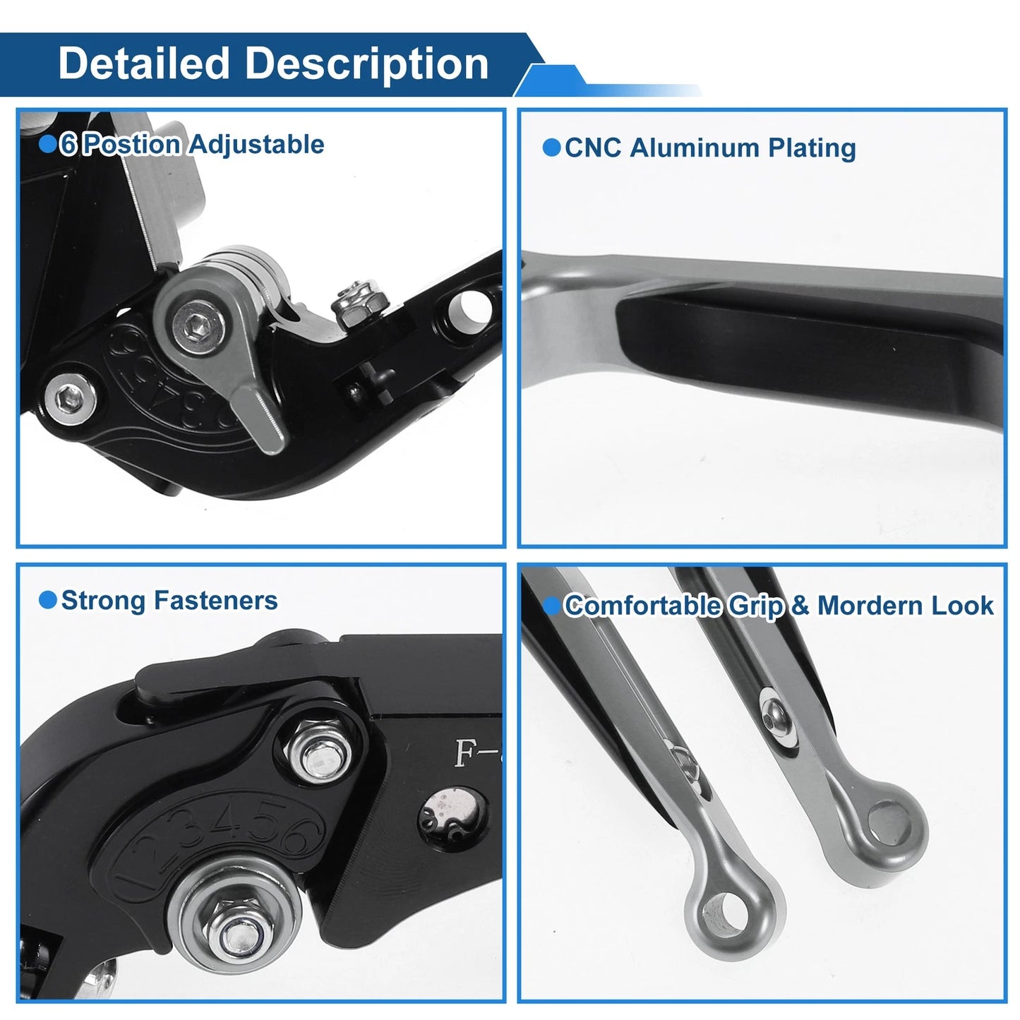 Adjustable Brake Clutch Levers for Kawasaki Z1000SX (2011–2023) Black Titanium