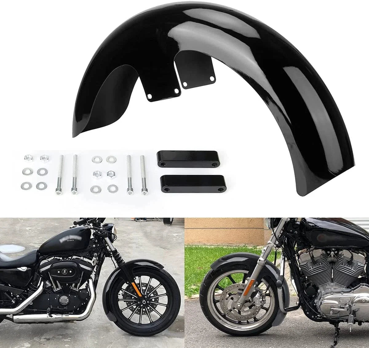 21" Gloss Black Wrap Front Fender for Harley Baggers Touring Road Glide (2014-2023)