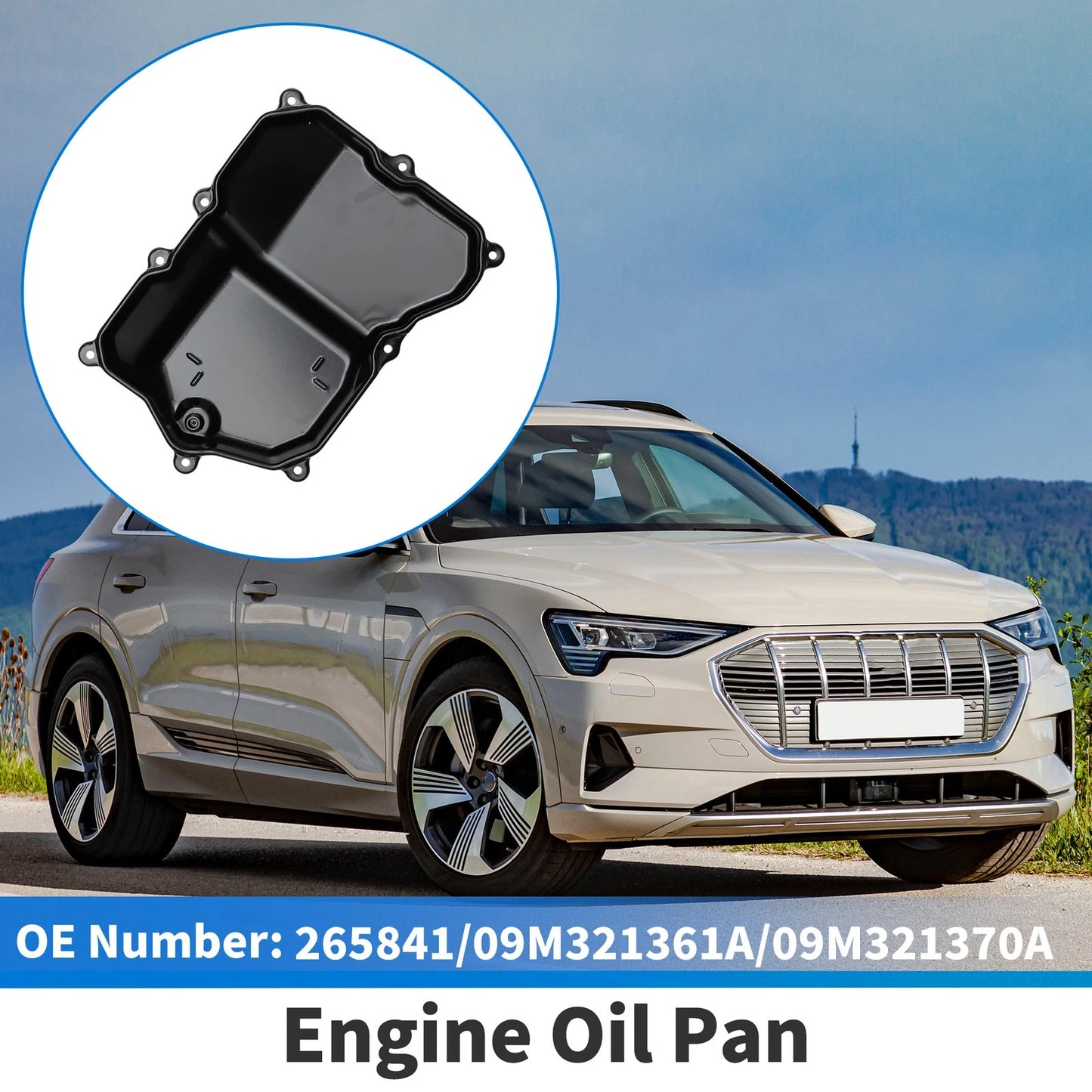 1 Pc Engine Oil Pan No.265841/09M321361A for Audi Q3 (2015–2018) Steel Black