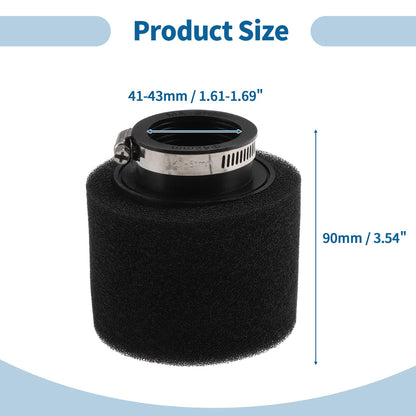 Set of 1 Motorcycle Air Filter Universal 41-43 mm Rubber Foam Black