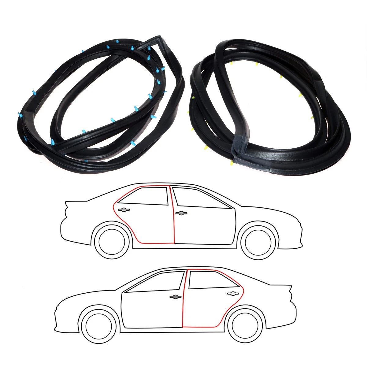 Set of 2 Rear Door Weatherstrip Seals for Toyota Corona Mark II (1968–1972)