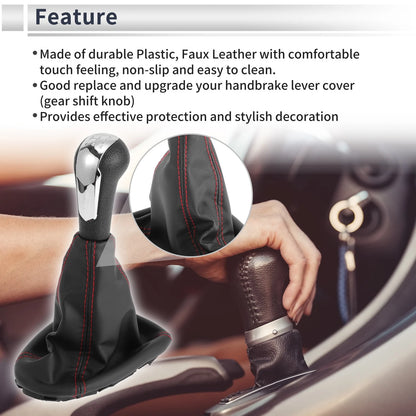 5 Speed Gear Shift Knob with Cover for Chevrolet Spark (2011–2015) Faux Leather