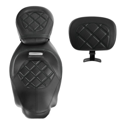 Black Driver & Passenger Front Backrest Seats for Harley Electra Glide (09-23)
