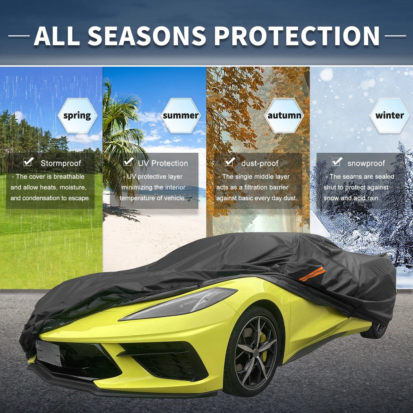 Waterproof Car Cover with Driver Door Zipper for Chevrolet Corvette