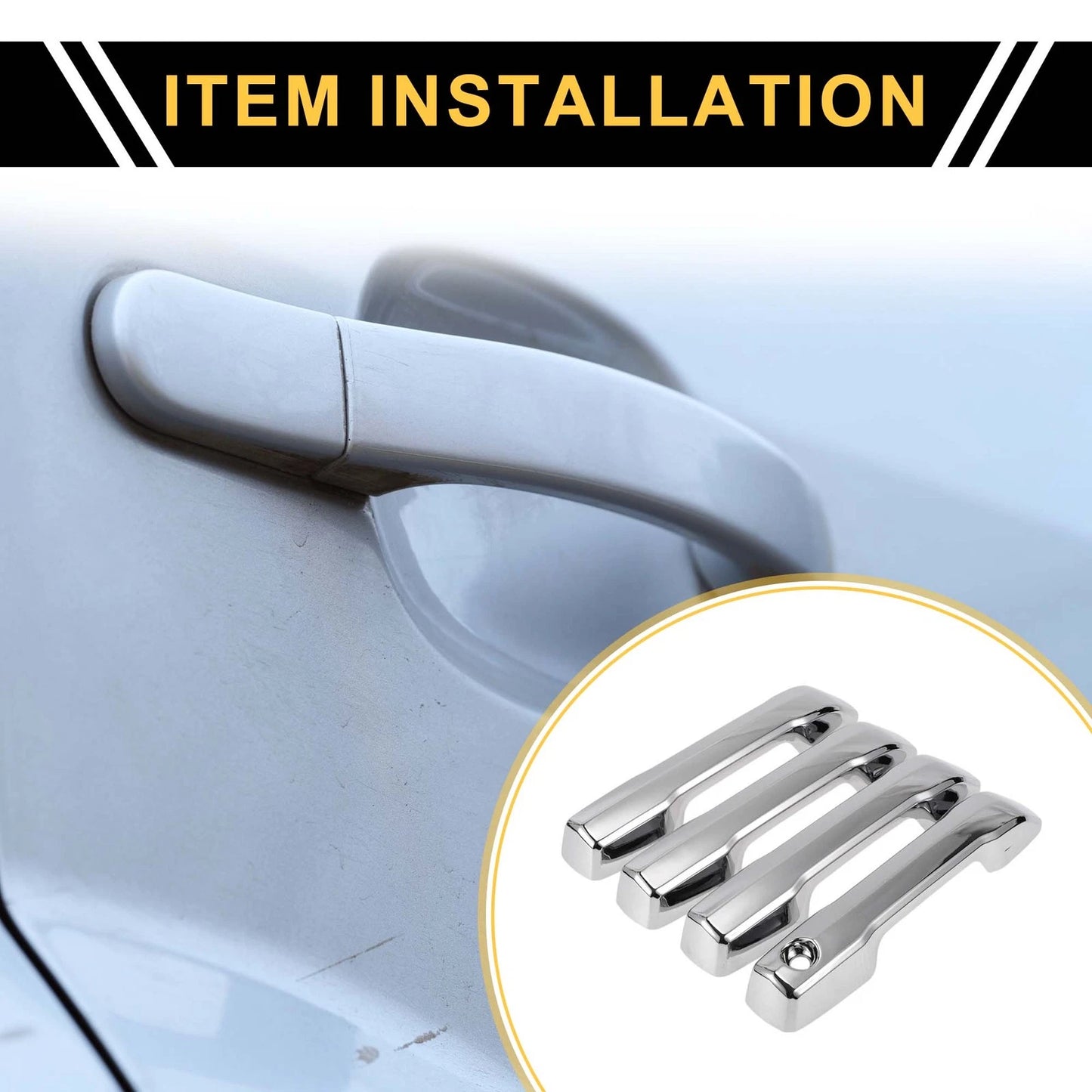 Set of 4 Door Handle Covers for Toyota Tundra (2022) Silver Tone