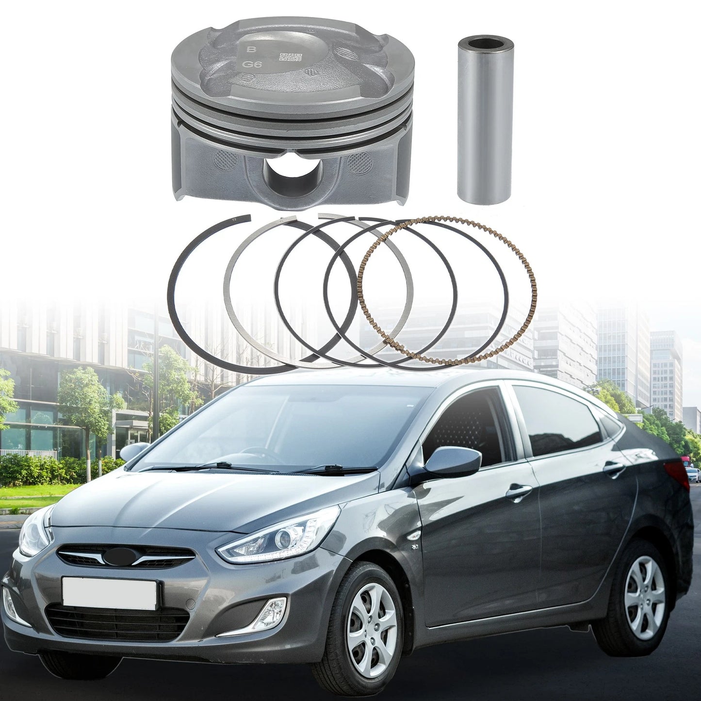 Set of 1 Engine Piston and Pin Assembly for Hyundai Accent Sport (2012–2017)
