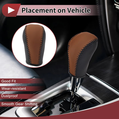 1 Pc Gear Shift Knob Cover for Subaru Forester (2006–2012) Brown Faux Leather