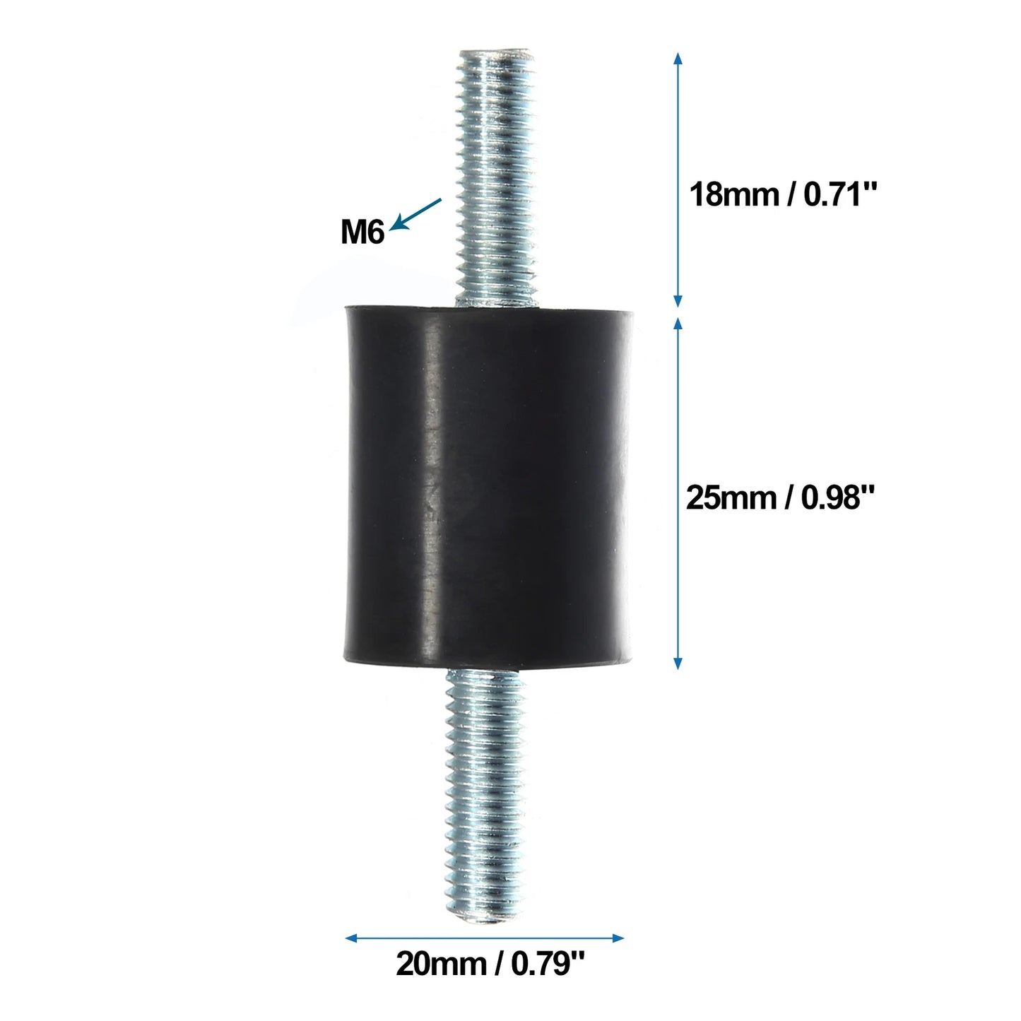 Set of 4 M6 Anti Vibration Rubber Isolator Dampers 20x25mm