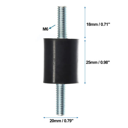 Set of 4 M6 Anti Vibration Rubber Isolator Dampers 20x25mm