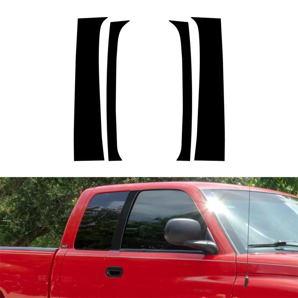 4 Pcs Outer Door Pillar Trim Black for Dodge Ram (1994-2001)