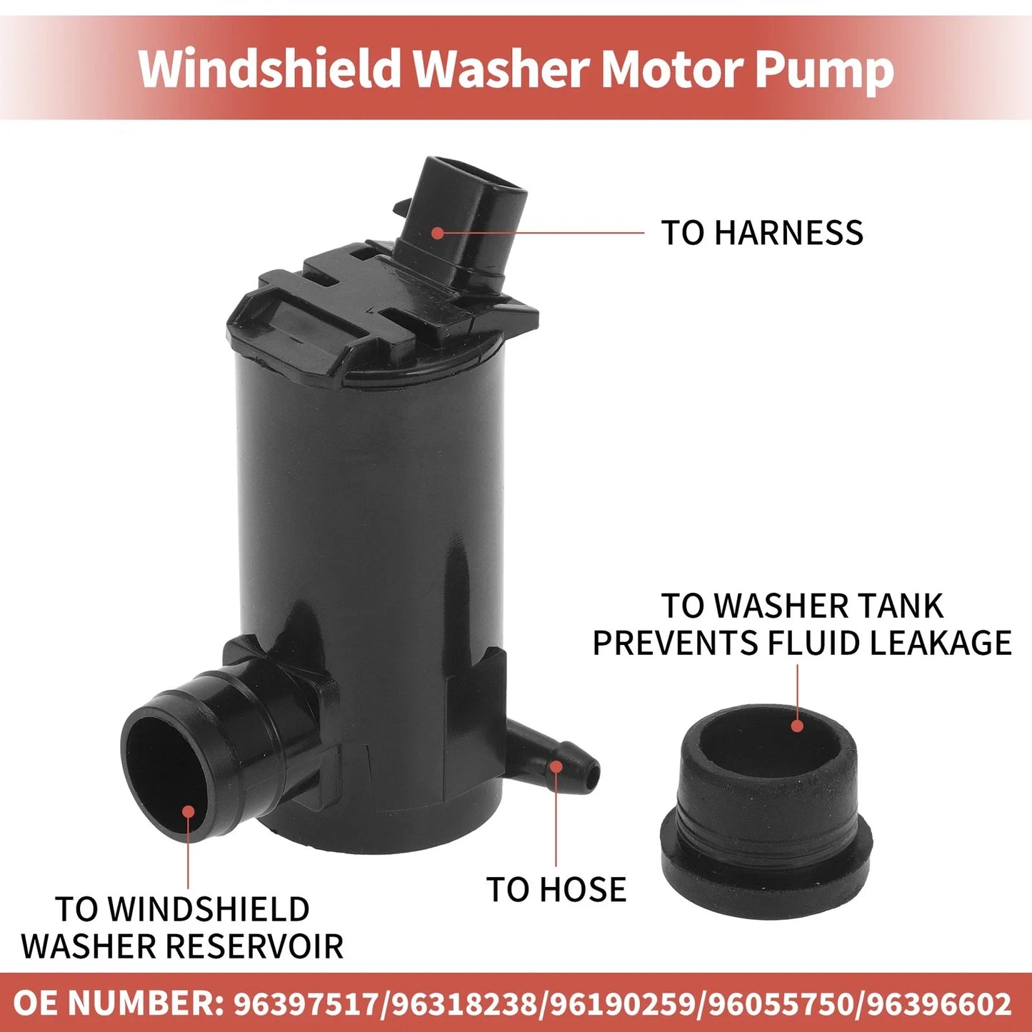 Windshield Washer Pump w/ Grommet for Pontiac G3 (2007-2010)
