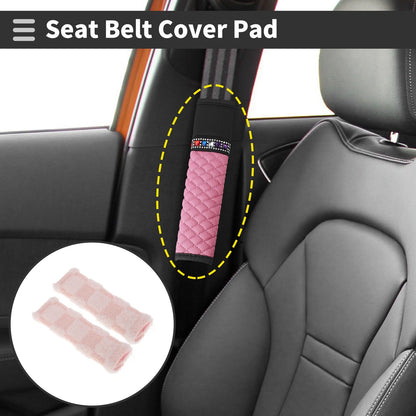 Set of 2 Pink Seat Belt Cover Pads for Universal Vehicles (24cm)