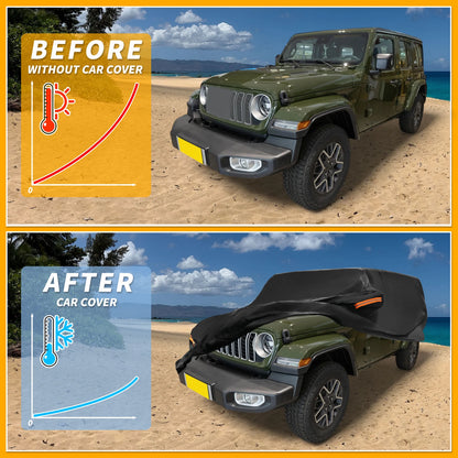 Car Cover Waterproof All Weather for Jeep Wrangler 4DR (190T-PU)