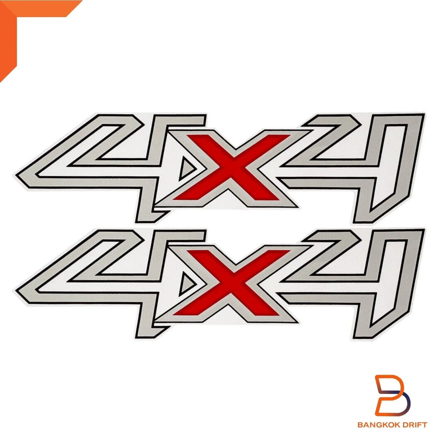 Silver 4x4 Side Rear Decal Sticker for Ford Ranger (1998-2015)