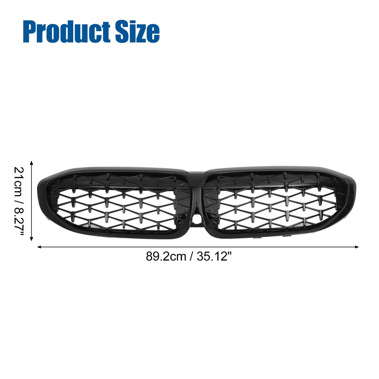 Front Hood Bumper Grille for BMW 330i 330e M340i XDrive G20 (2019–2023) Gloss Black