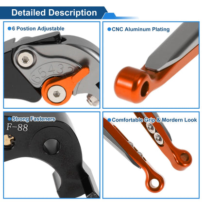 Adjustable Brake Clutch Levers for Kawasaki ZX14R (2006–2023) Titanium Orange