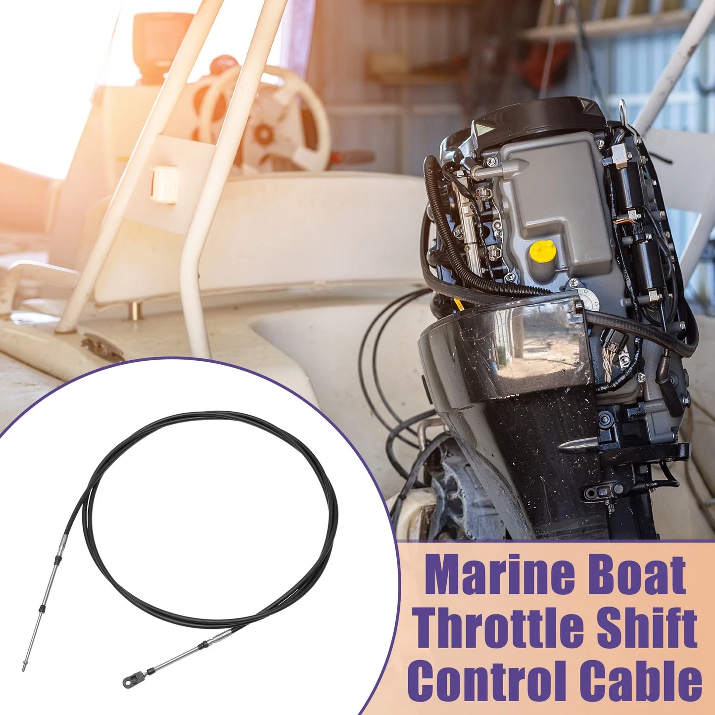 2 Pcs Throttle Shift Control Cable for Marine Boat (13FT, 400cm)