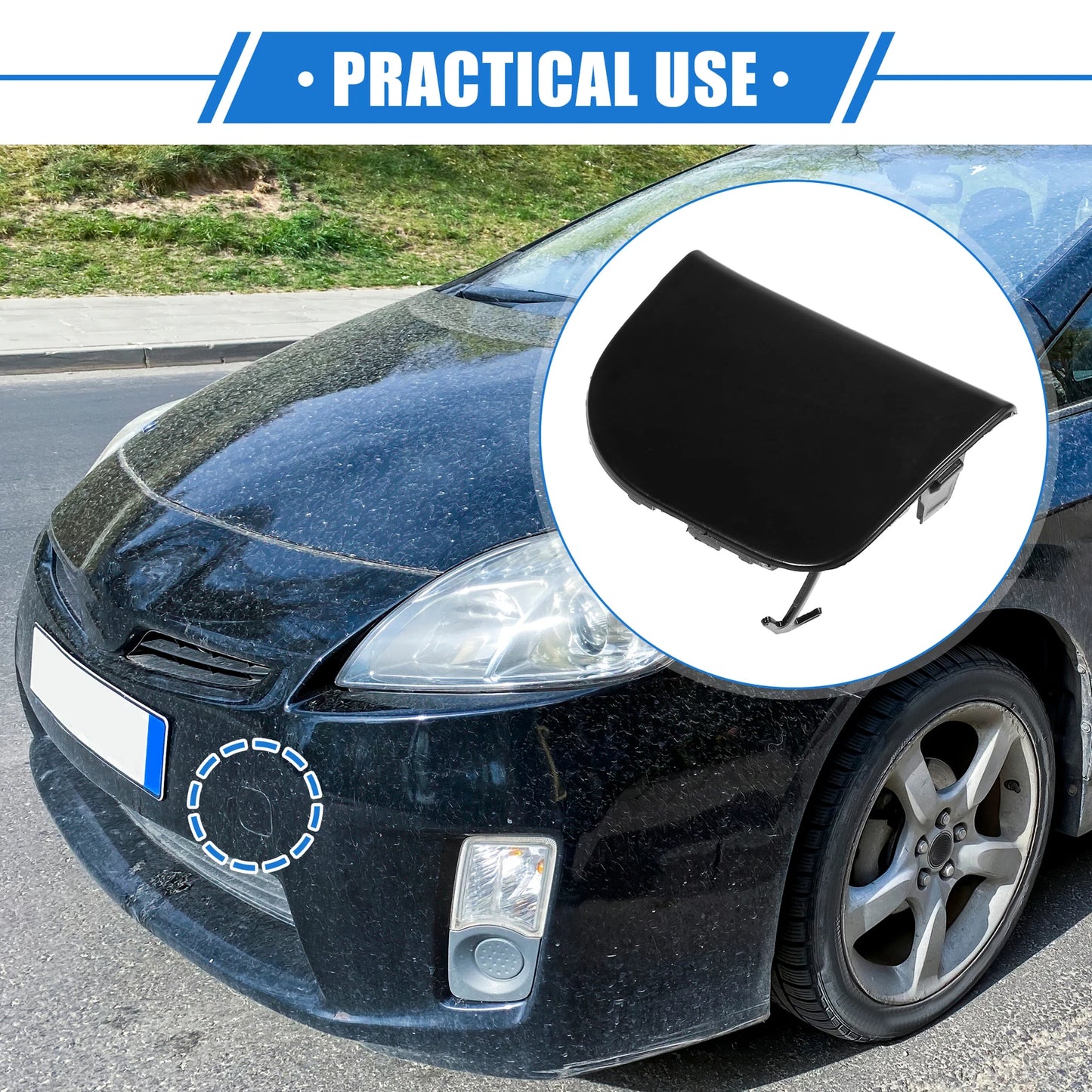 Tow Hook Cover for Toyota Prius XW30 (2012–2015) - Front Left, Black