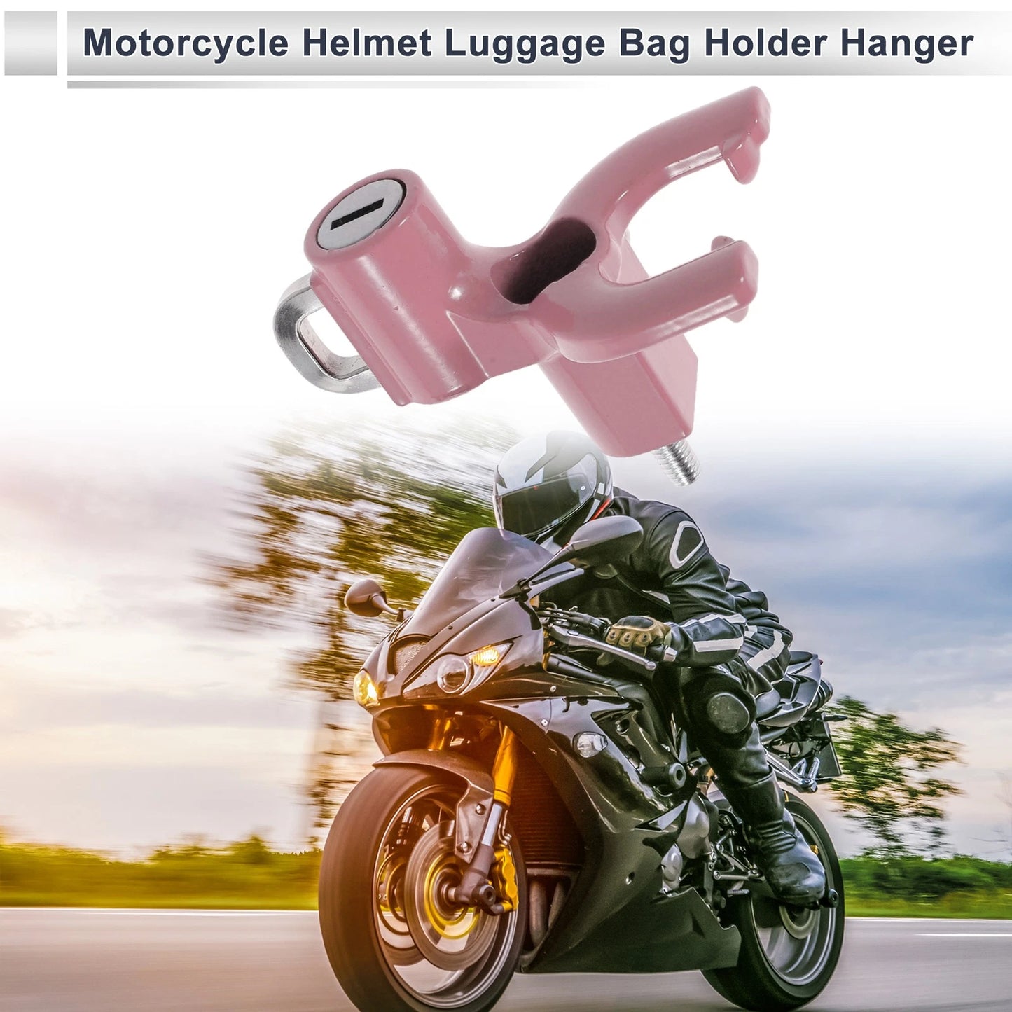 Set of 1 Double-Fork Metal Motorcycle Hanging Hook - Light Pink