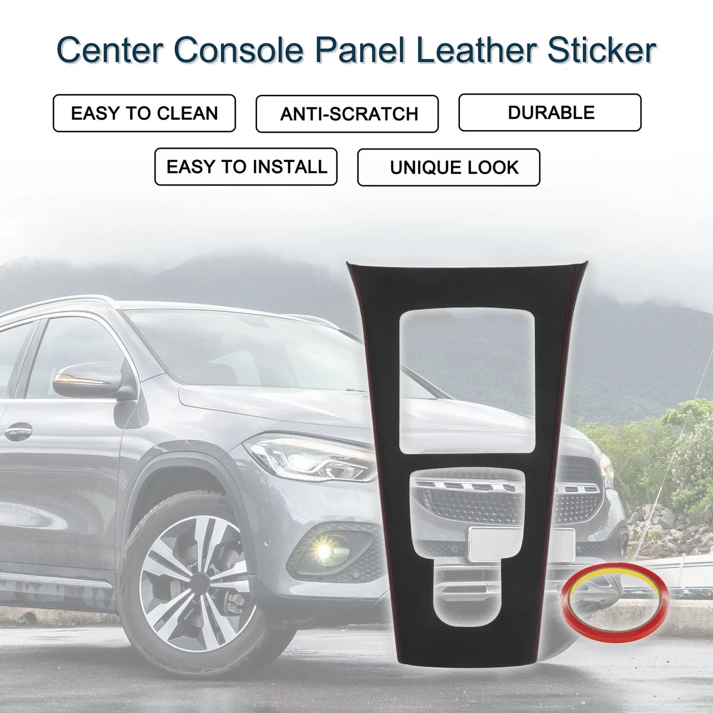 Center Console Panel Sticker for Mercedes-Benz GLA Class (2020-2021) Black Red