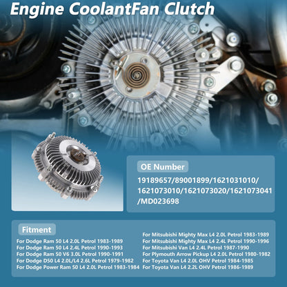 Engine Cooling Fan Clutch for Dodge Ram 50 L4 2.0L (1983–1989) No.19189657