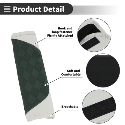 Set of 2 Green Faux Leather Seat Belt Cover Pads 22.5cm for Universal Fit