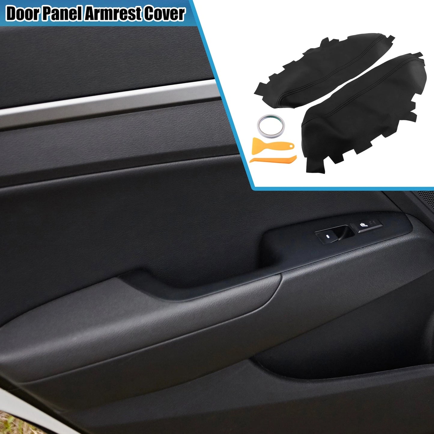 Set of 2 Front Door Panel Armrest Covers for Toyota Avalon (2013–2018) Black