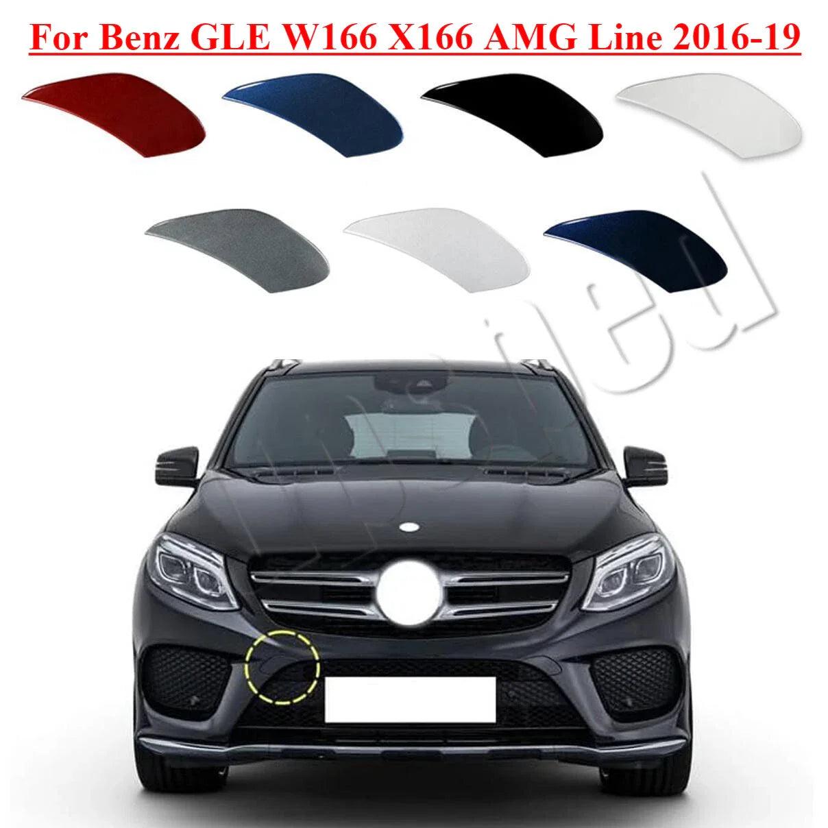 Front Bumper Tow Hook Hole Eye Cover Cap for Benz GLE W166 X166 AMG (2016–2019)