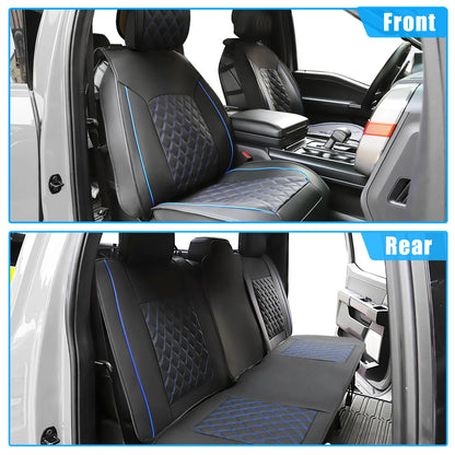 Set of 5 Front Rear Seat Covers for Toyota Tacoma (2005–2024) Black Blue