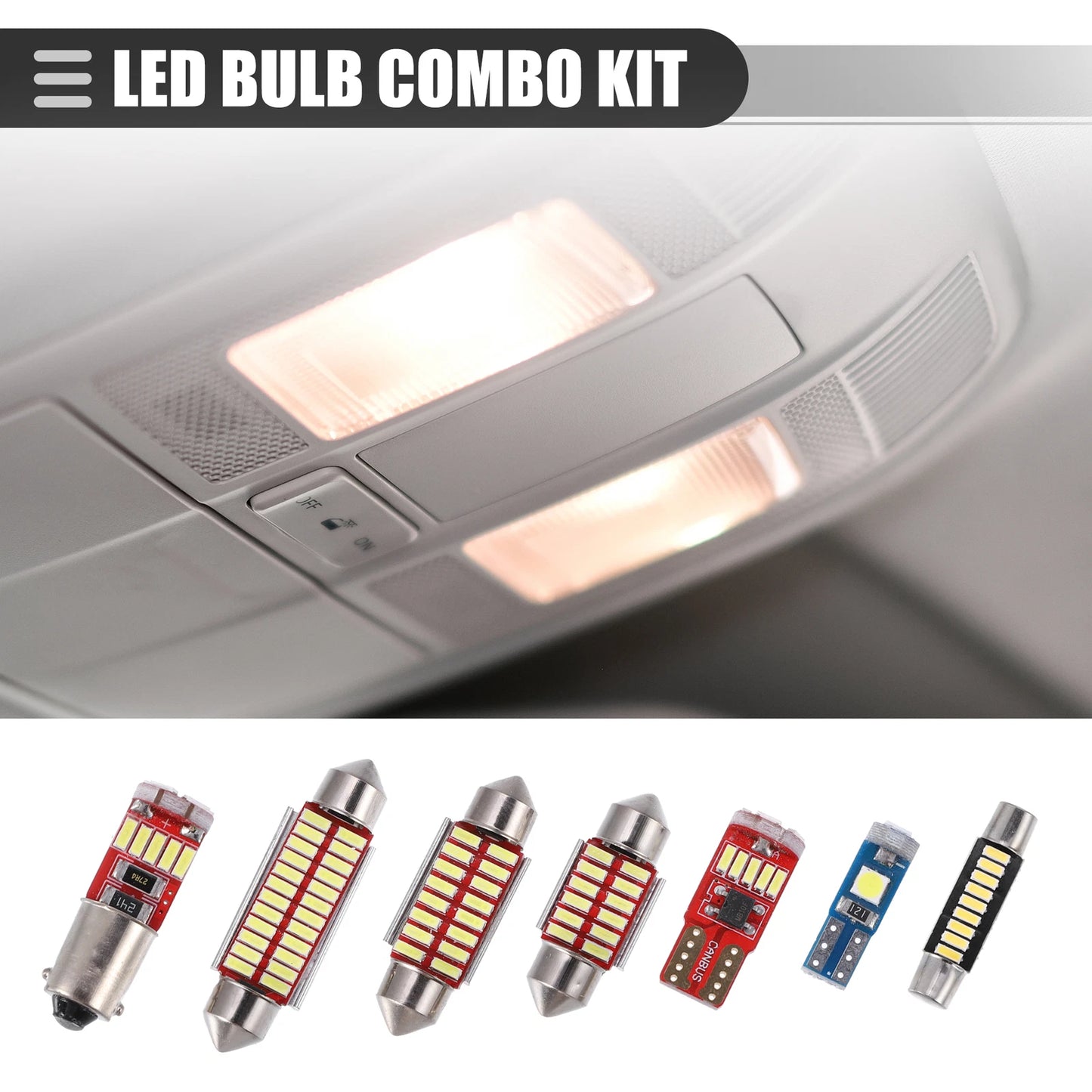 Set of 1 LED Dome Kit Interior Lights for Car (T10, 17/26/30/31/36/41mm)