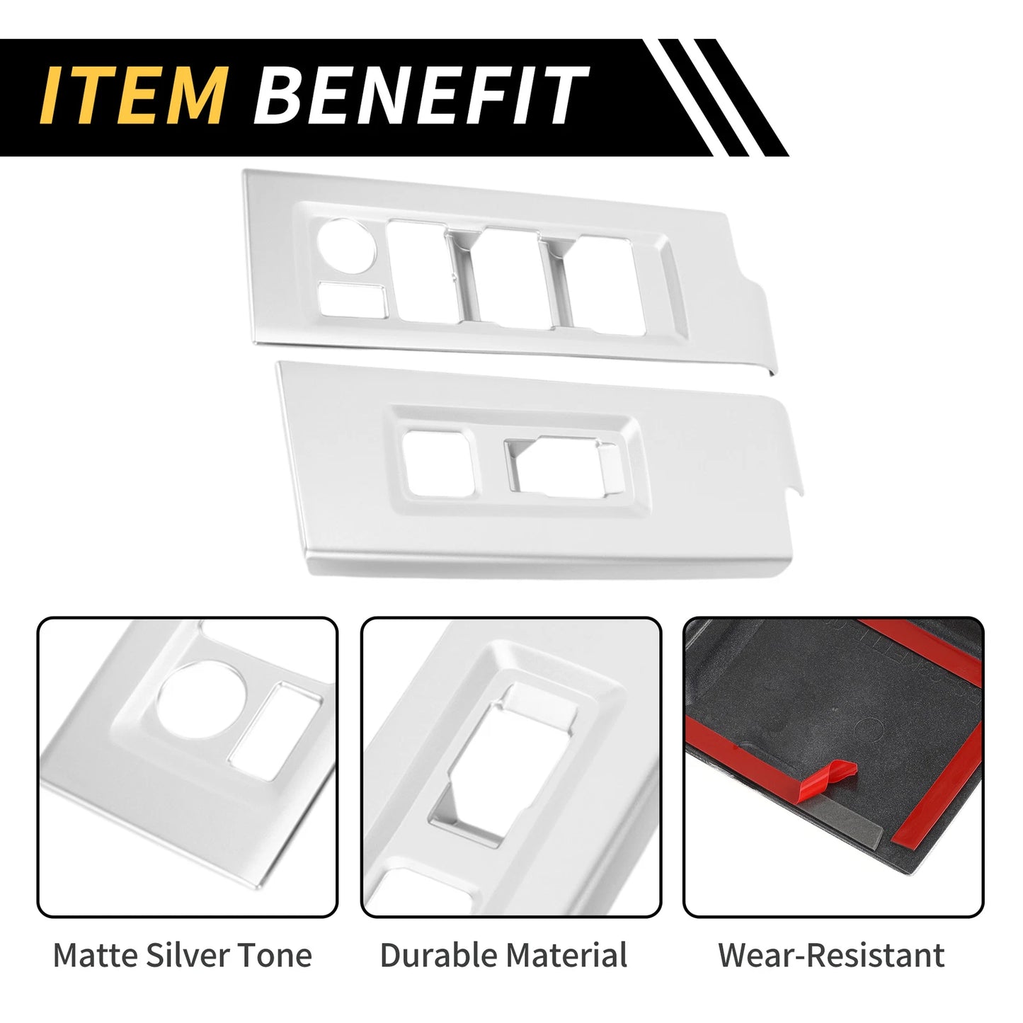 Set of 2 Front Rear Door Window Switch Panel Cover Trim for Toyota Tundra (2022–2024)