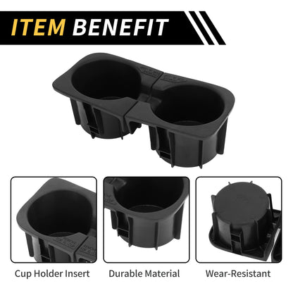 Set of 2 Center Console Cup Holder Inserts for Toyota Tacoma (2010–2015) No. 6699204012 Black