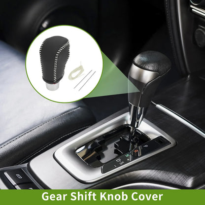 Gear Shift Knob Cover for Honda Civic 2016-2021 Black Beige Faux Leather